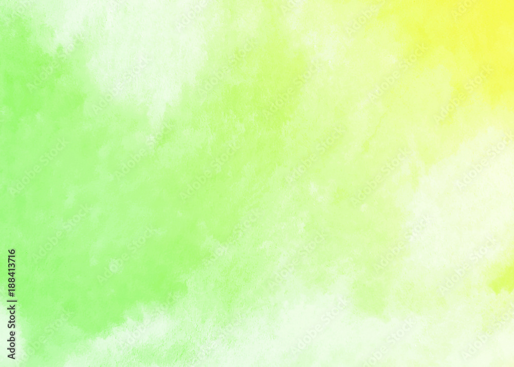 Abstract bright green-yellow watercolor hand painted background