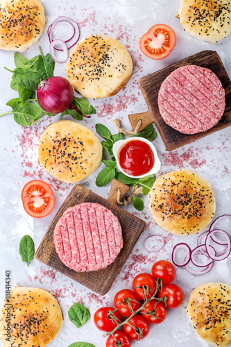 Raw beef burger cutlets