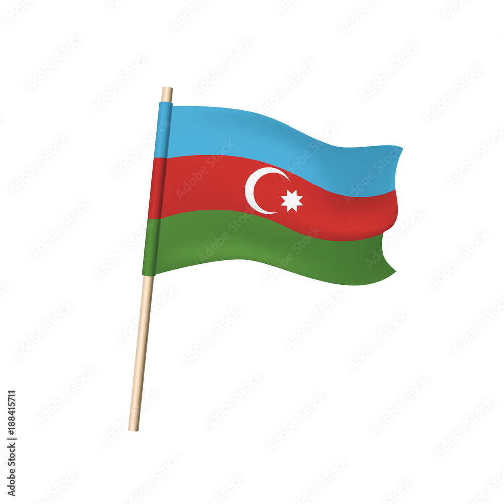 Azerbaijan flag (crescent and star, blue, red, and green stripes) Azerbaijan flag (crescent and star, blue, red, and green stripes)