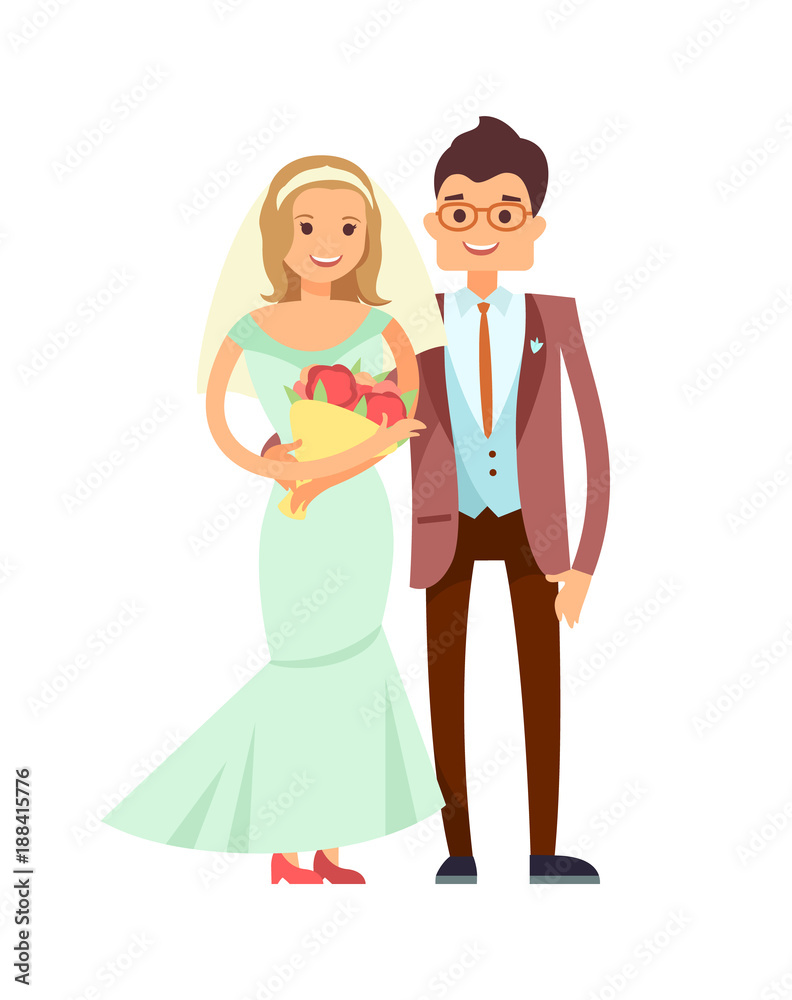 Glad Pair Vector Illustration Isolated on White Glad Pair Vector Illustration Isolated on White