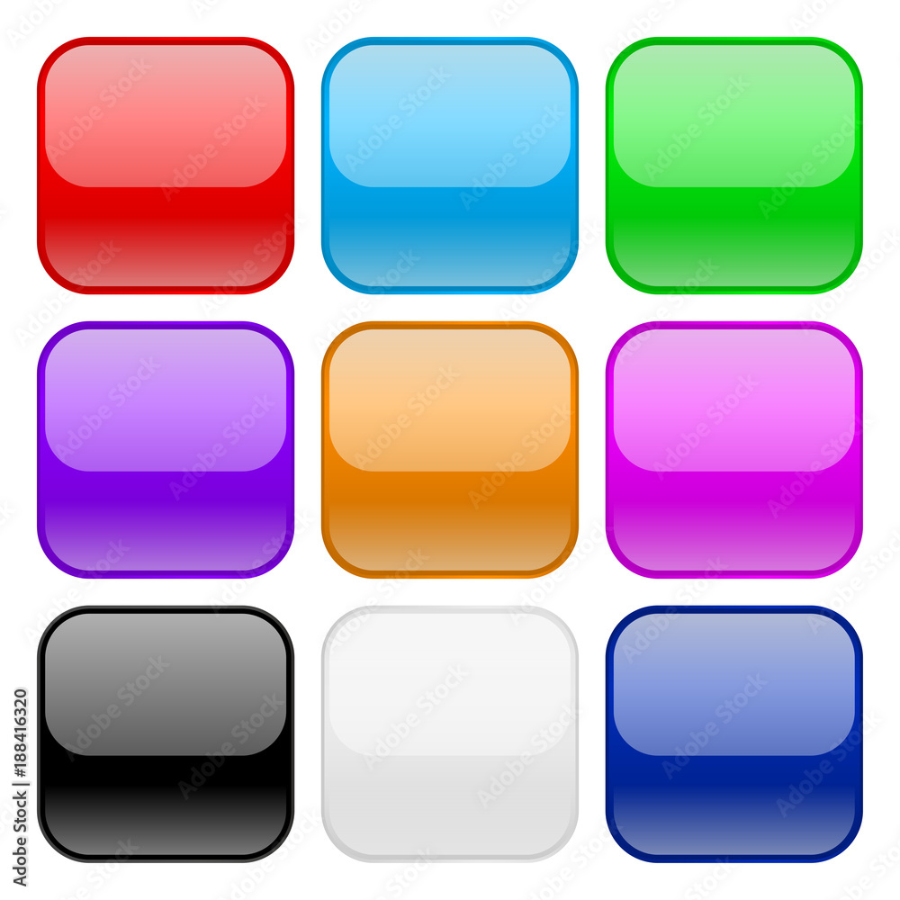 Collection of square glass buttons Collection of square glass buttons