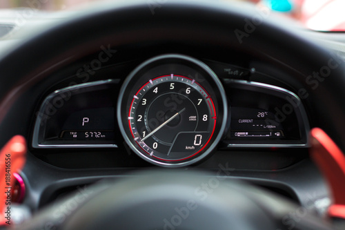speedometer car mileage close up