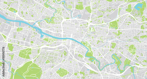 Urban vector city map of Glasgow, Scotland