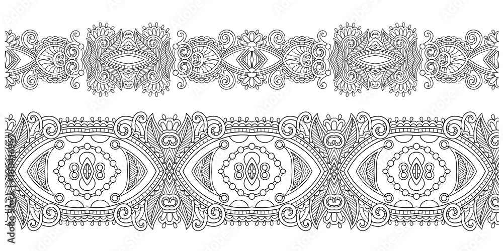 Fototapeta premium decorative ethnic stripe pattern, indian paisley design