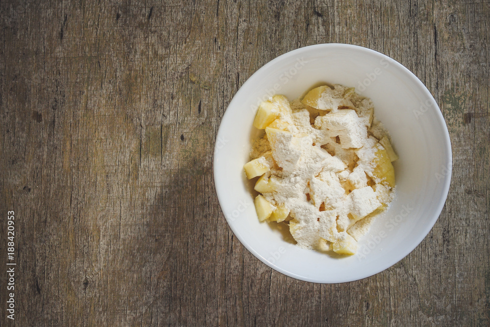 dough with apples - the process of making a beautiful cake with icing - homemade pastries (Easter treat) dough with apples - the process of making a beautiful cake with icing - homemade pastries (Easter treat)