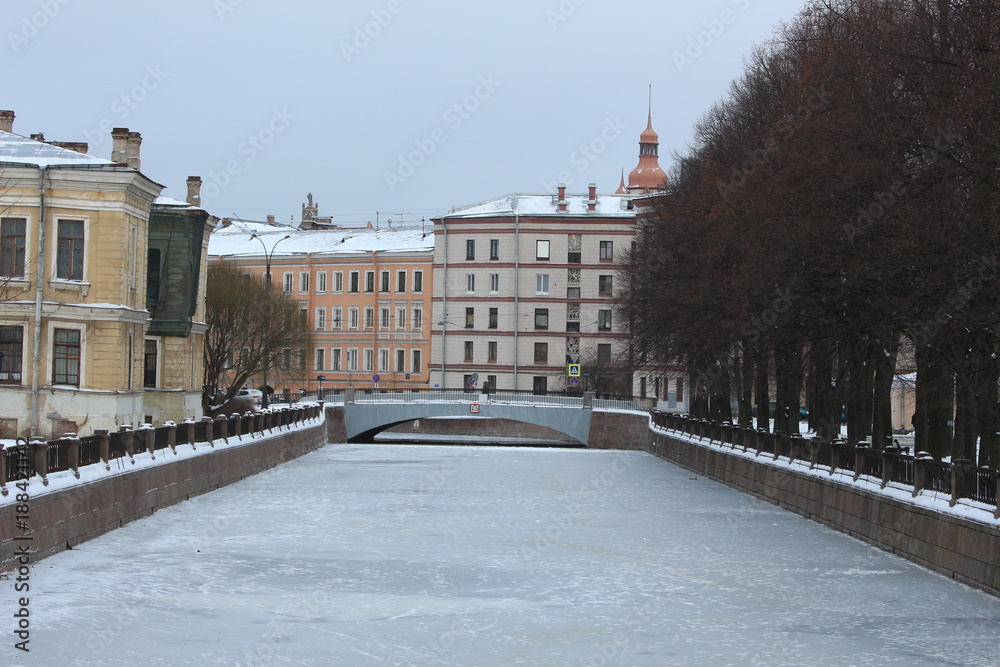 Russia, St. Petersburg, the Griboedov Canal under the ice