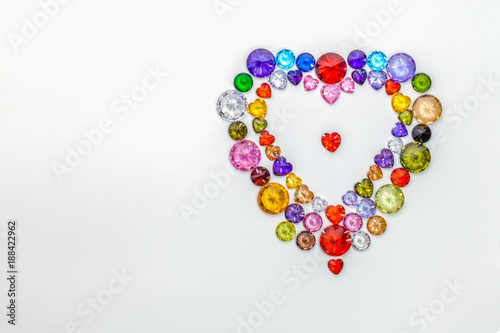 heart decorated with colorful diamonds for valentine day