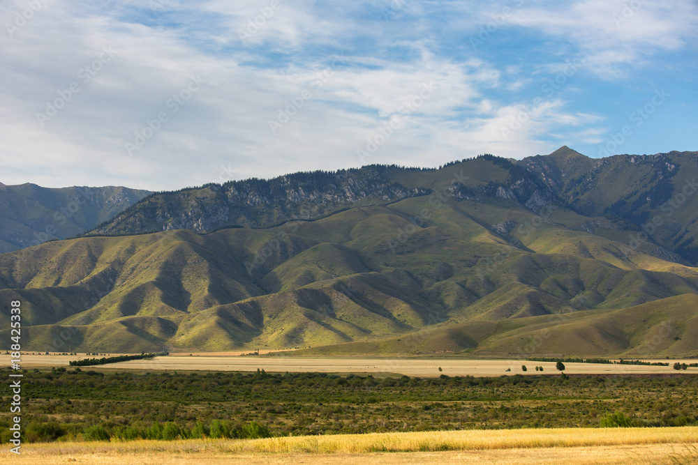 Scenic relief of the hills. Kyrgyzstan