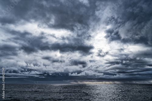 Dramatic seascape with stormy clouds