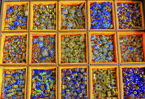 Blue Green Chinese Metal Beads Panjuan Flea Market Beijing China