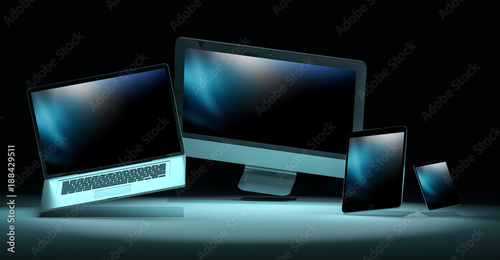 Fototapeta premium Modern digital silver tech device 3D rendering