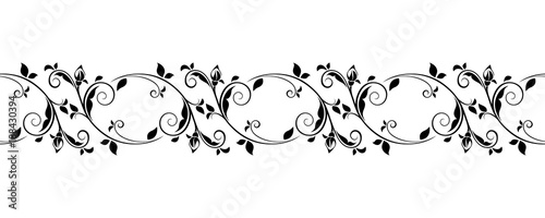 Vector horizontal seamless black and white vignette.