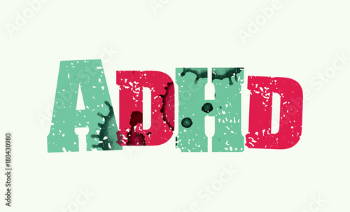 ADHD Concept Stamped Word Art Illustration