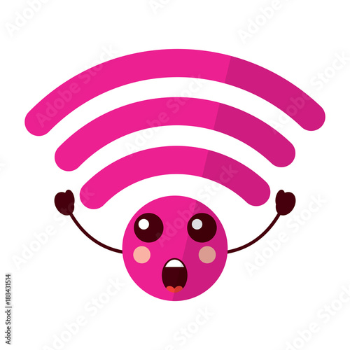 suprised wifi kawaii icon image vector illustration design 