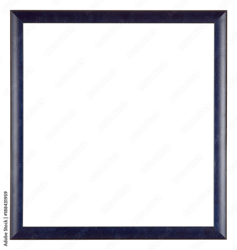 Empty picture frame isolated on white, square format, blue painted finish Empty picture frame isolated on white, square format, blue painted finish
