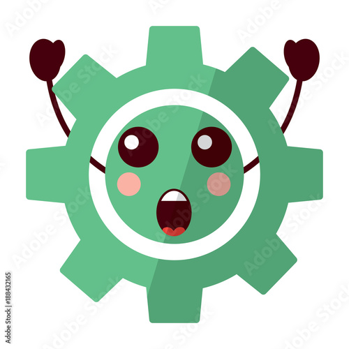 suprised gear kawaii icon image vector illustration design 