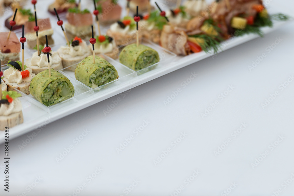 Fancy dinner plate on banquet.