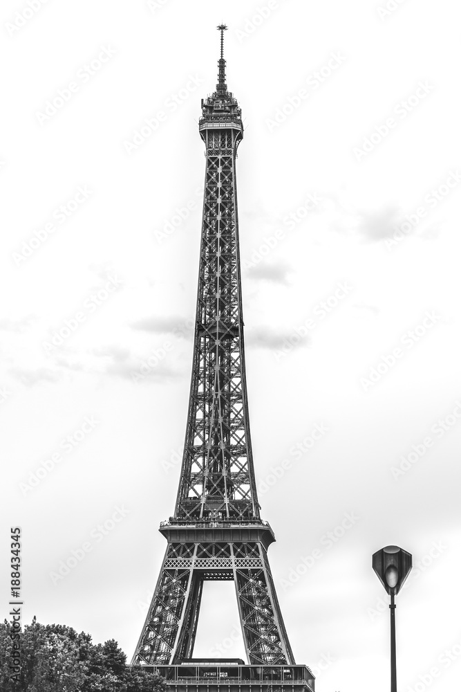 Black and white Eiffel tower