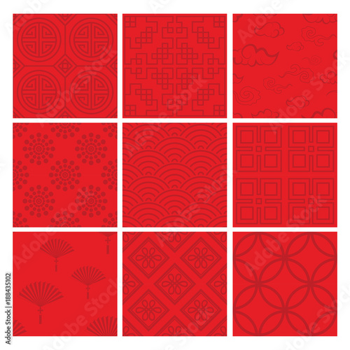 Chinese pattern set with traditional designs.