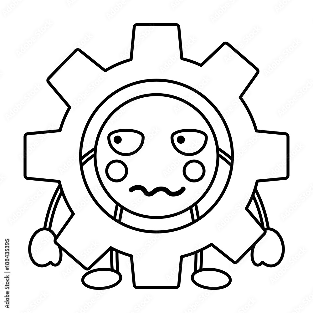 gear machinery piece cute kawaii cartoon vector illustration outline design gear machinery piece cute kawaii cartoon vector illustration outline design