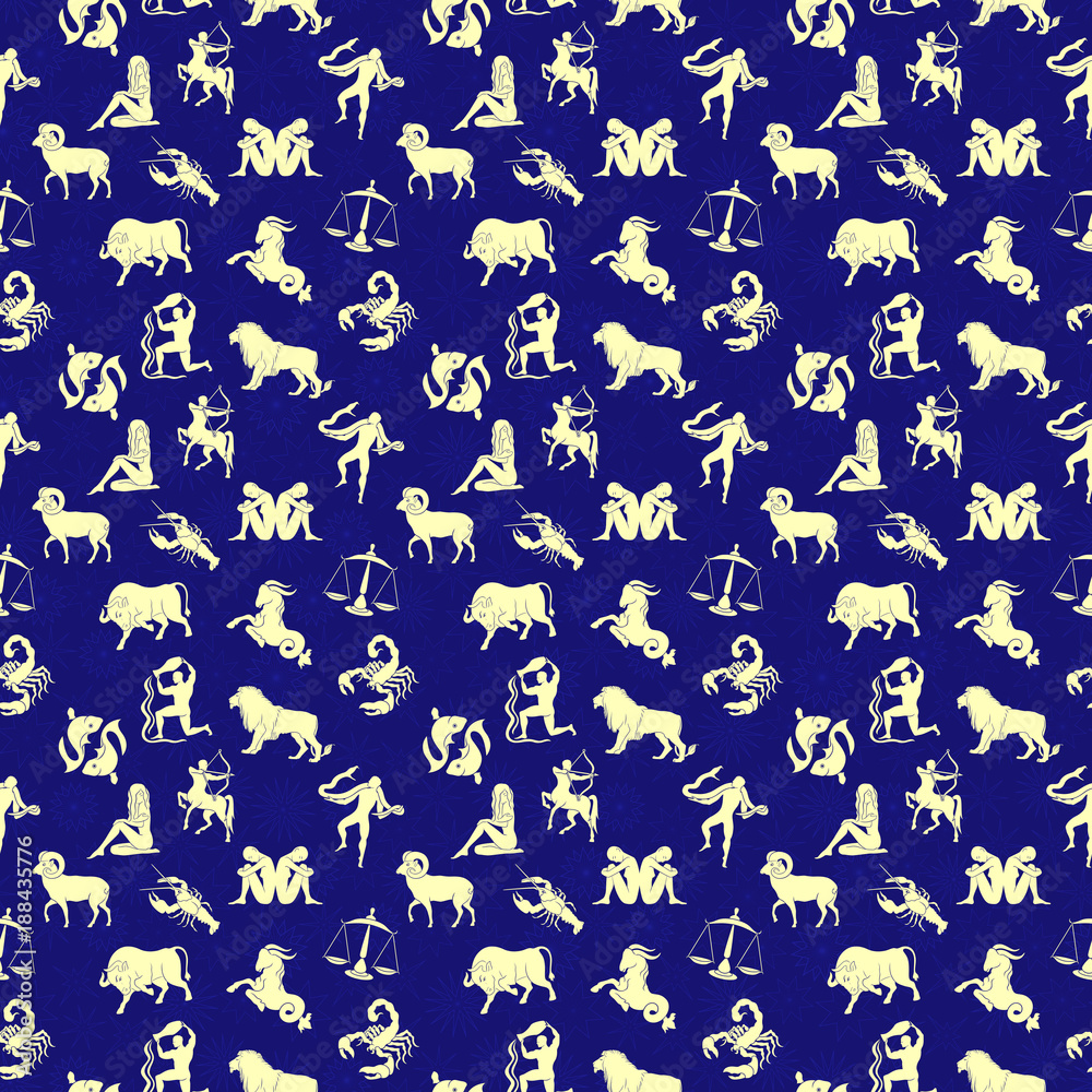 Seamless pattern with Zodiac signs Seamless pattern with Zodiac signs