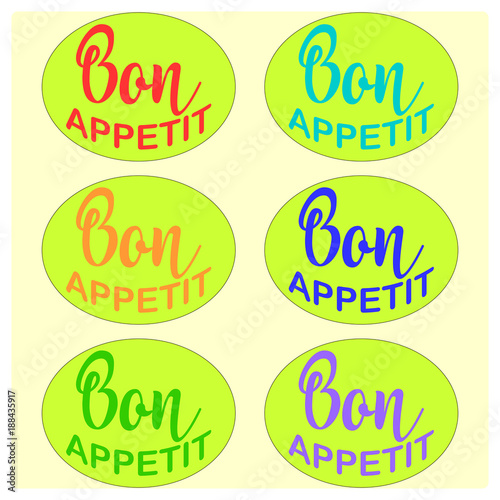 Bon Appetit lettering, custom writing isolated on white background. Vector illustration.