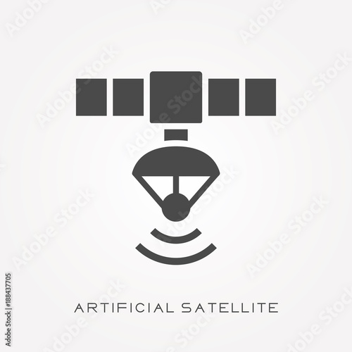 Silhouette icon artificial satellite