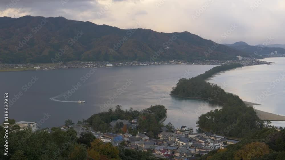 Landscape of Amanohashidate Sandbar in Japan Landscape of Amanohashidate Sandbar in Japan