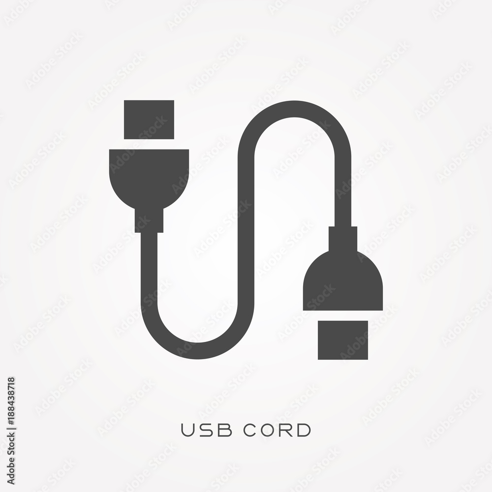 Silhouette icon USB cord Silhouette icon USB cord