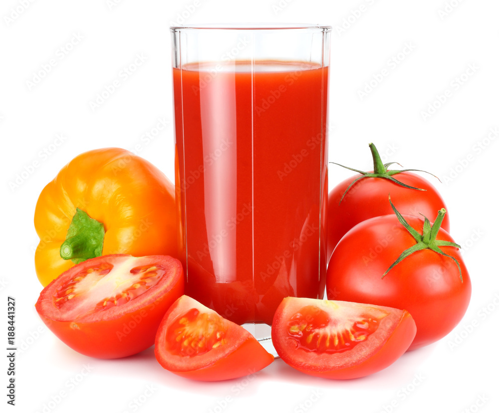 tomato juice isolated on white background. juice in glass tomato juice isolated on white background. juice in glass