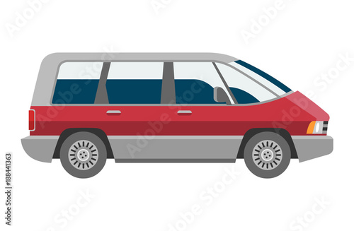 Minivan car vector van auto vehicle family minibus vehicle and automobile banner isolated citycar on white background illustration