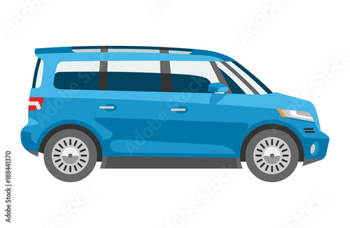 Minivan car vector van auto vehicle family minibus vehicle and automobile banner isolated citycar on white background illustration