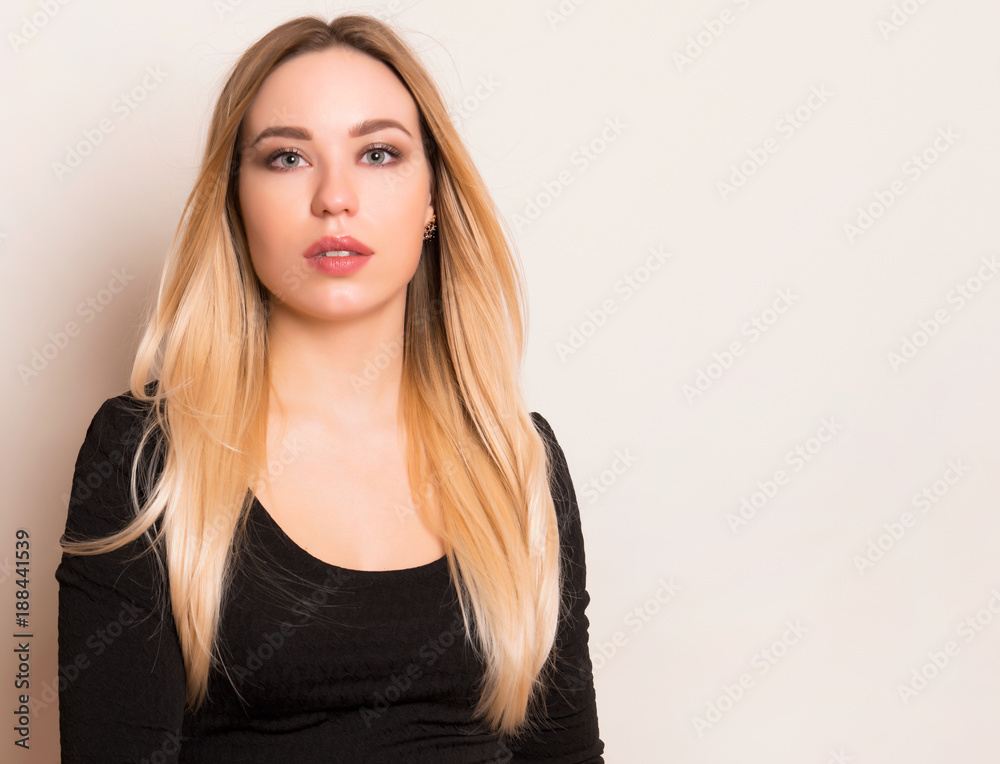 beautiful young woman with long hair wearing wrist watch beautiful young woman with long hair wearing wrist watch