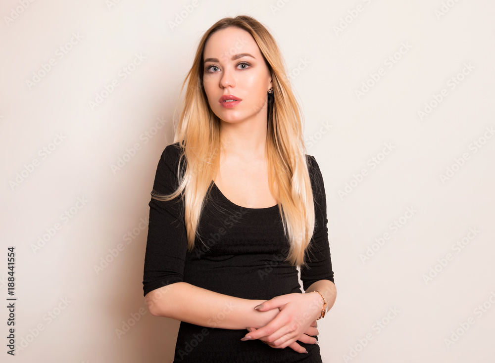 beautiful young woman with long hair wearing wrist watch beautiful young woman with long hair wearing wrist watch