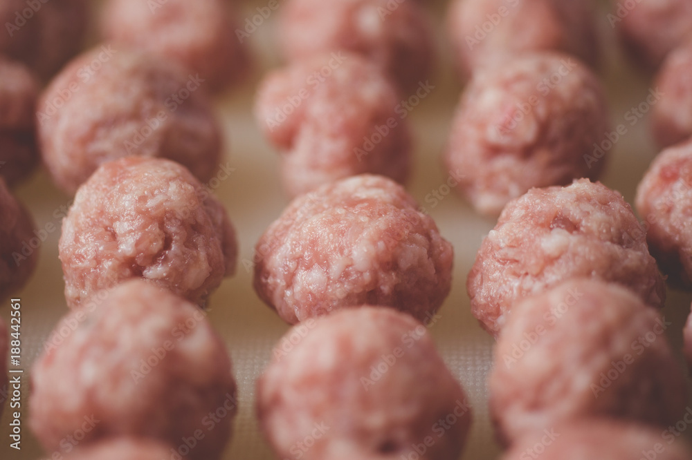 meatballs close-up. View from the side. soup with meatballs and pasta prepear in process. meatballs close-up. View from the side. soup with meatballs and pasta prepear in process.