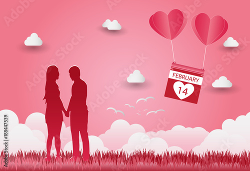 Tablou pe pânză love and Valentine's Day, standing hand in hand, showing love to each other