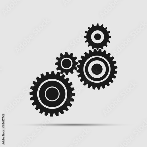 four pieces gears set icon on background.