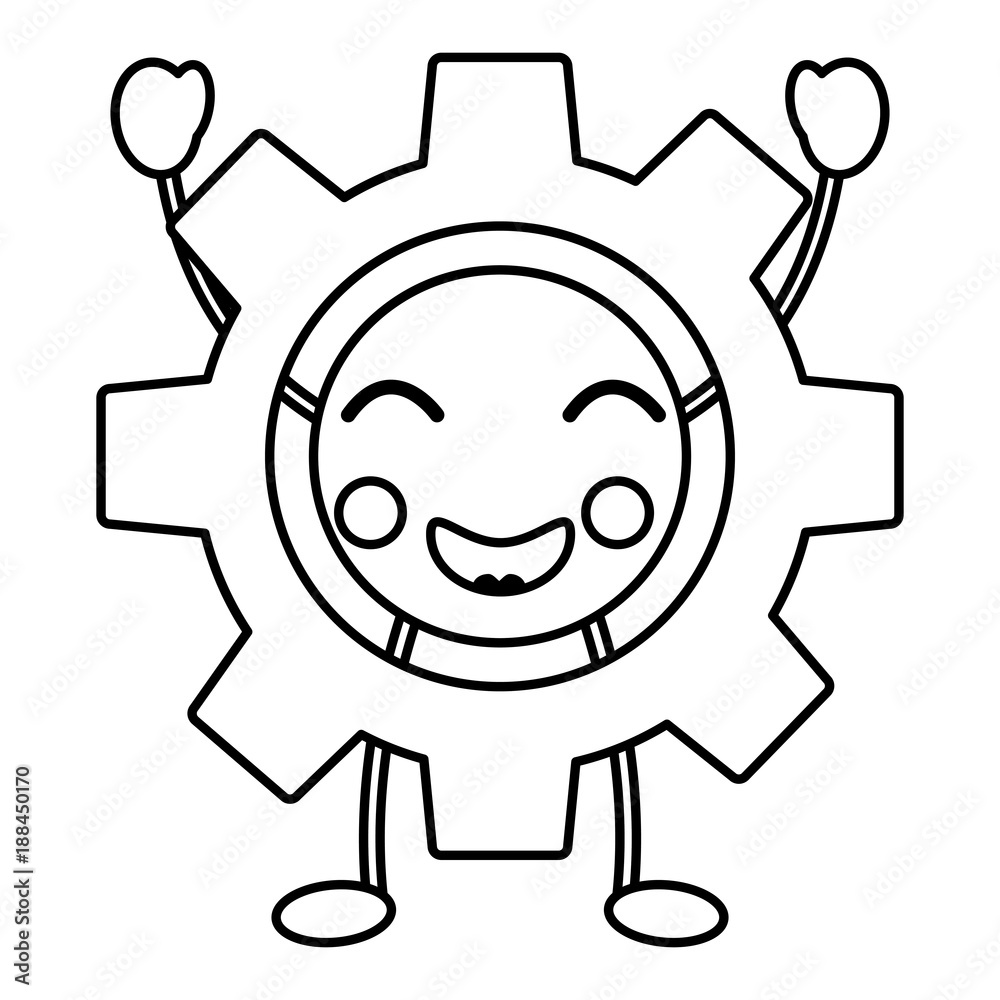 happy gear kawaii icon image vector illustration design happy gear kawaii icon image vector illustration design