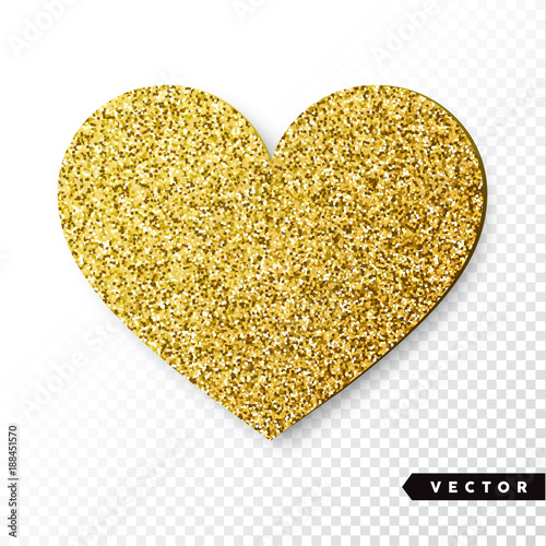 Vector gold sparkles heart. Valentines Day Vector Sparkles and Glitters. Holiday Design.