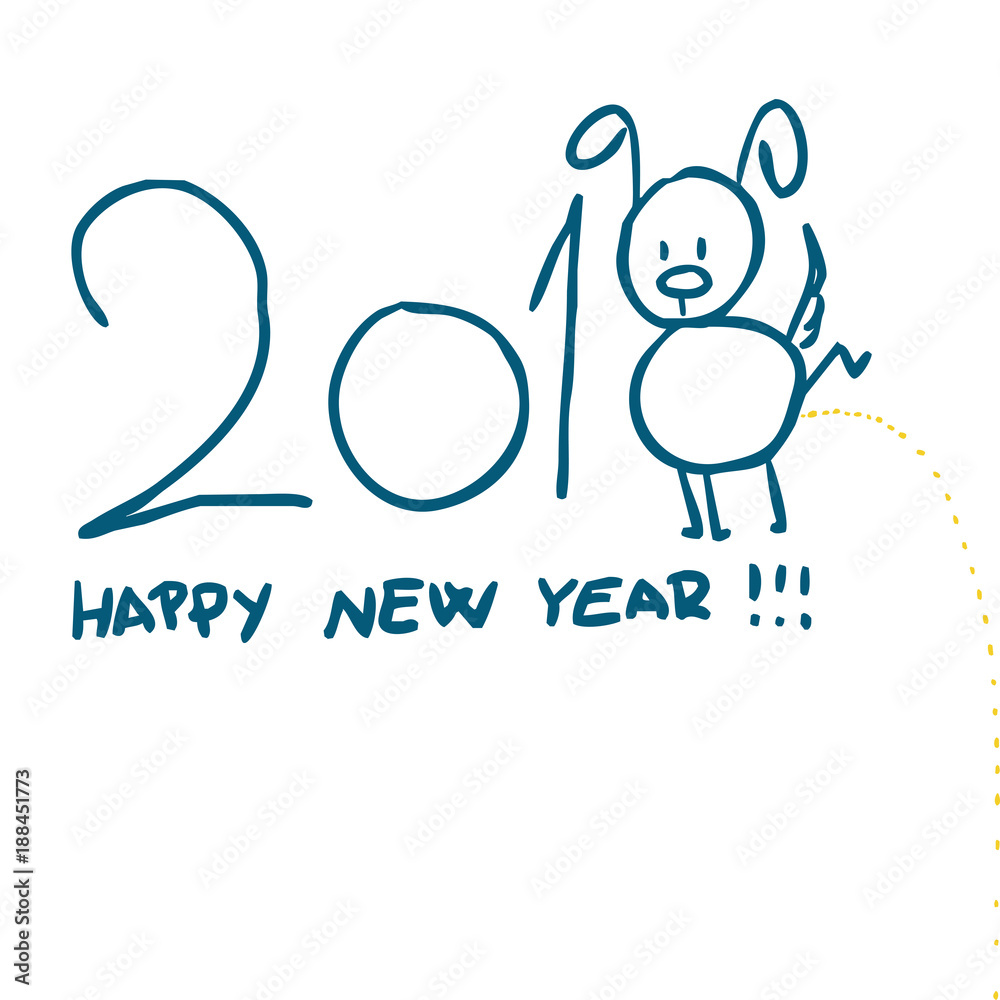 Happy Chinese New Year design, cute dog peeing - vector illustration sketch Happy Chinese New Year design, cute dog peeing - vector illustration sketch