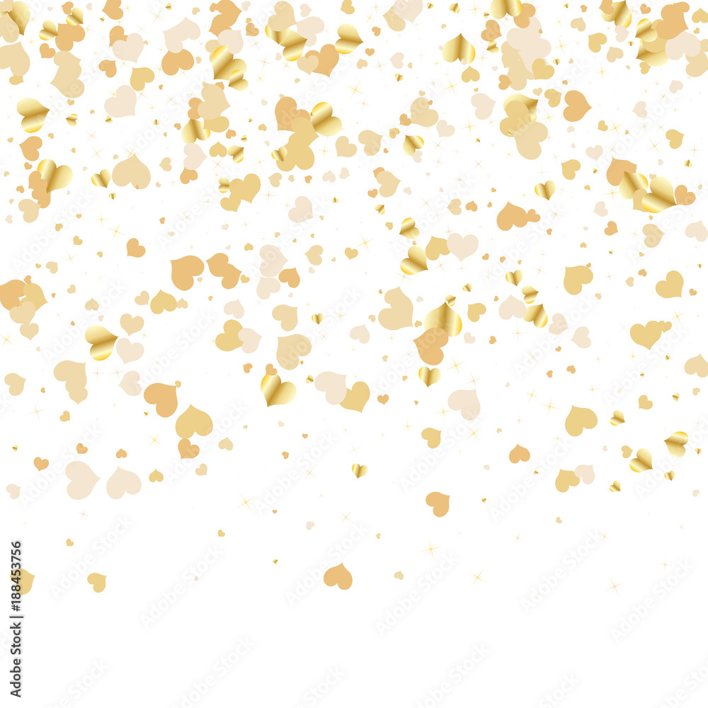 Confetti of hearts vector image. Gold on whit. Placer to the day of the holy Valentine Confetti of hearts vector image. Gold on whit. Placer to the day of the holy Valentine