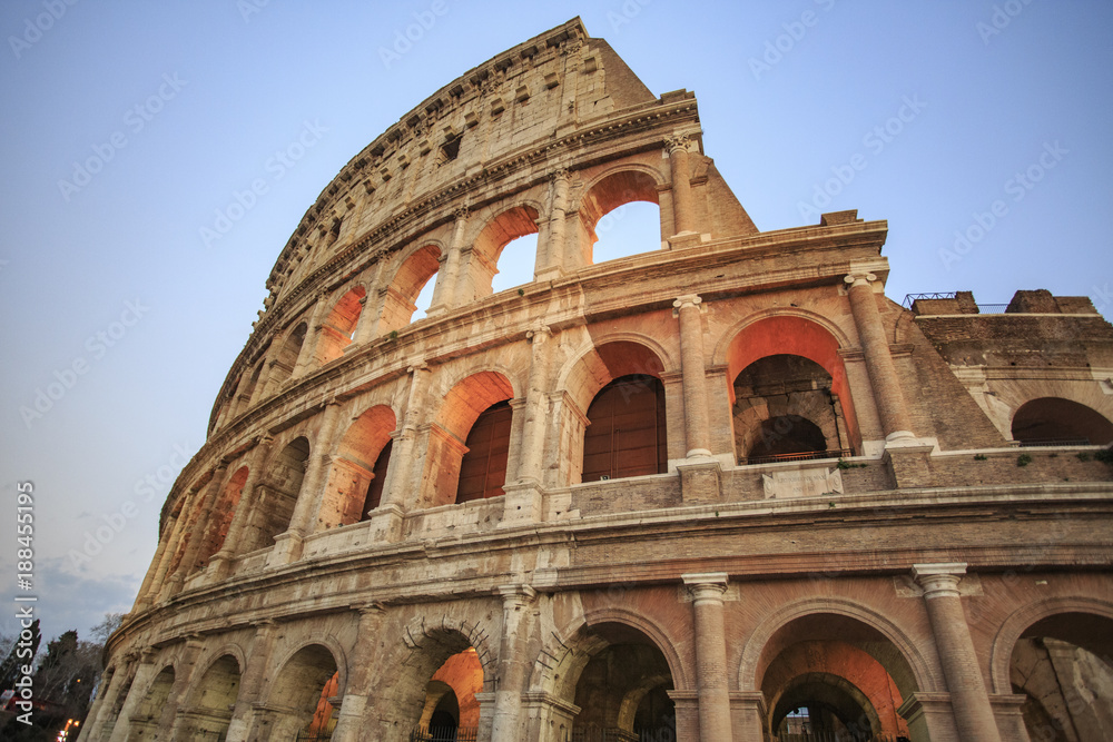 Rome: the Colosseum at sunset. 