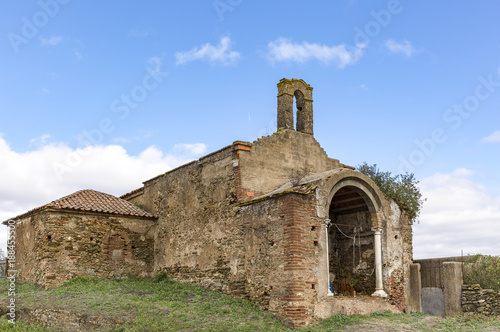 ruins of an abandoned church in Portel town, district of Evora, Portugal