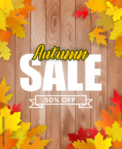 Vector illustration poster for autumn sale.