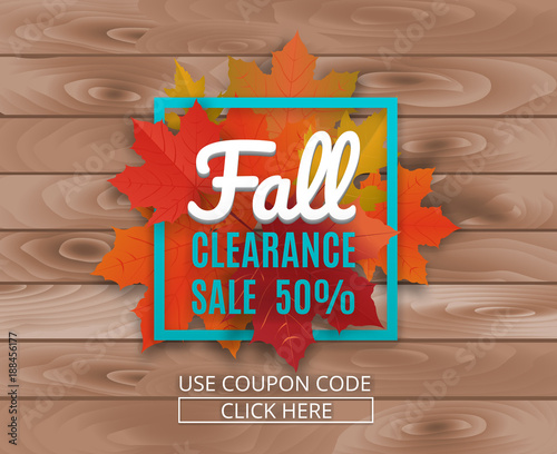Vector illustration poster for autumn sale.