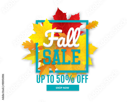 Vector illustration poster for autumn sale.