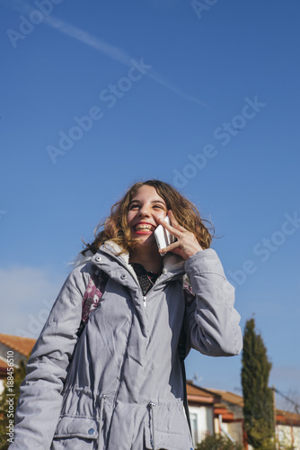 teenage girl student with smartphone © karrastock