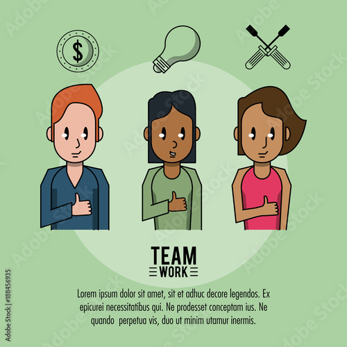 Young business teamwork icon vector illustration graphic design photo