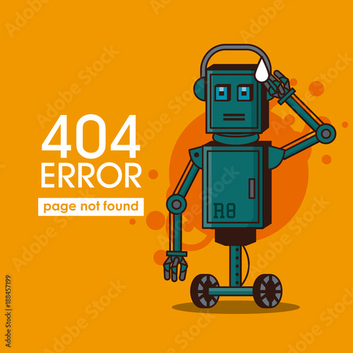 Error 404 robot style icon vector illustration graphic design