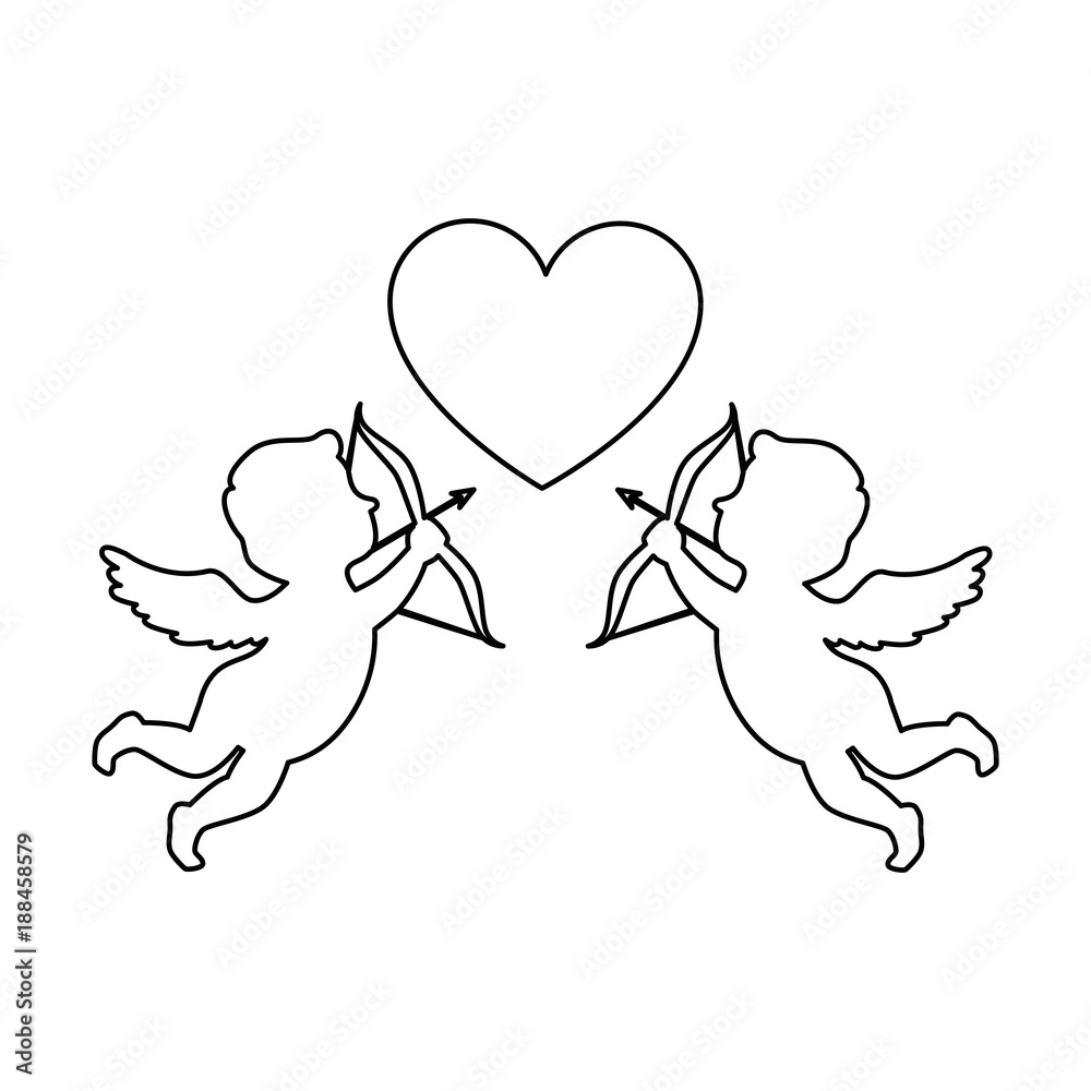 cupid angels with heart vector illustration design cupid angels with heart vector illustration design